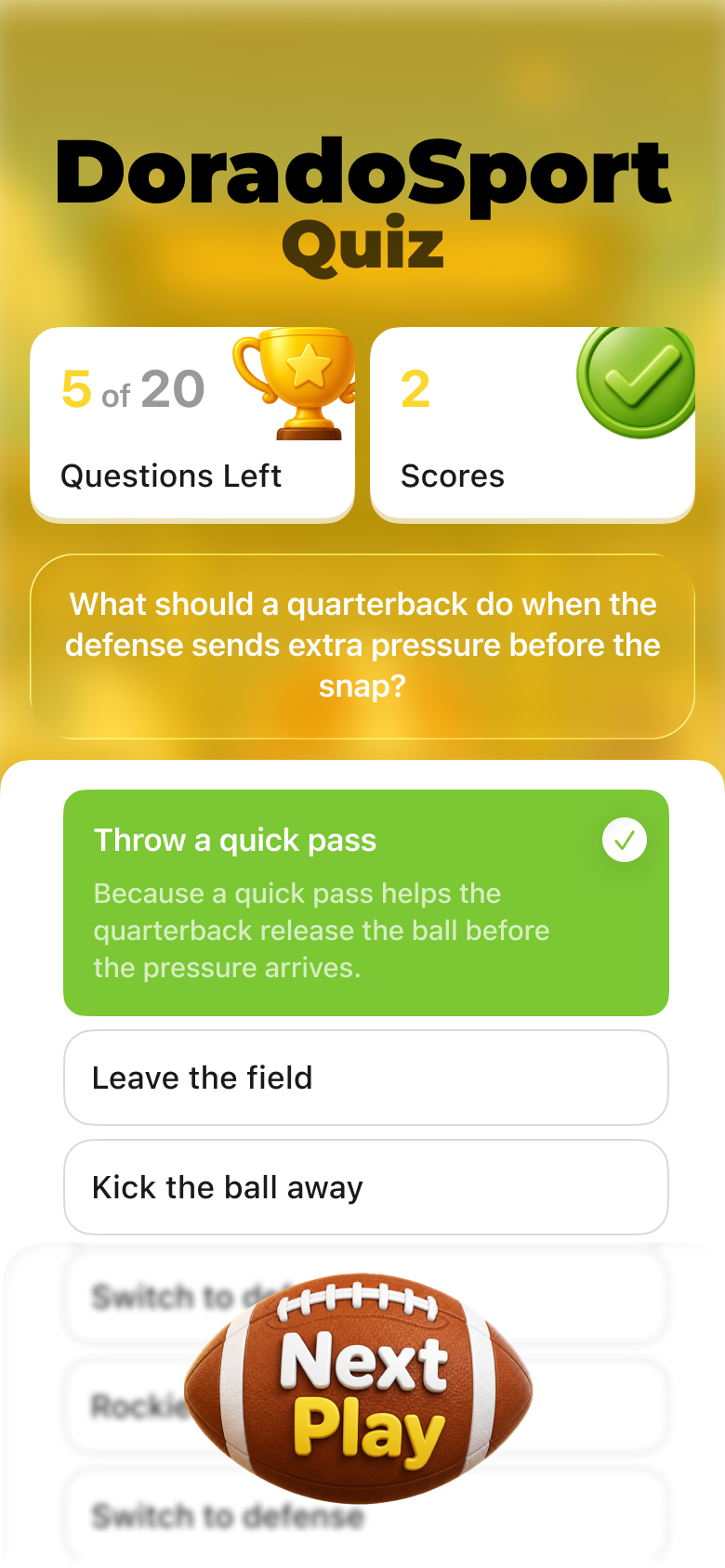 Quiz question screen preview